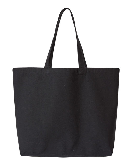 Jumbo Recycled Midweight Gusseted Canvas Tote - Front - B22066500 - Recycled Black