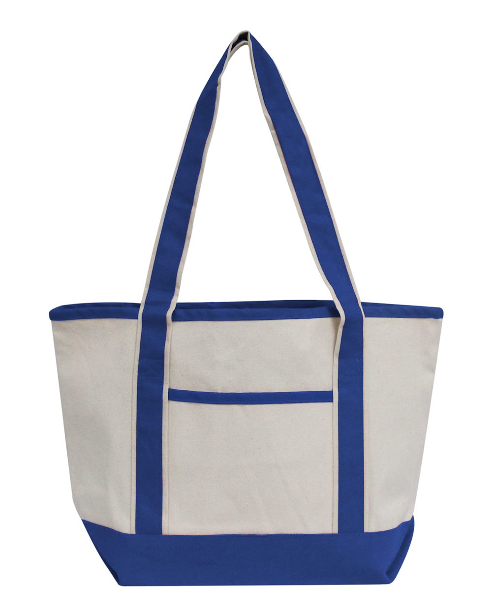 Promotional Heavyweight Medium Beach Tote - Front - B10266750 - Natural/ Royal