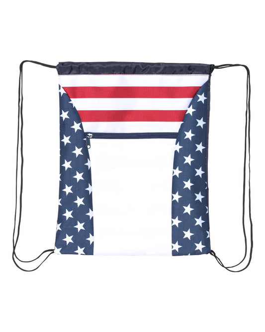 Americana Drawstring Bag - Front - B06166700 - Red/ White/ Blue