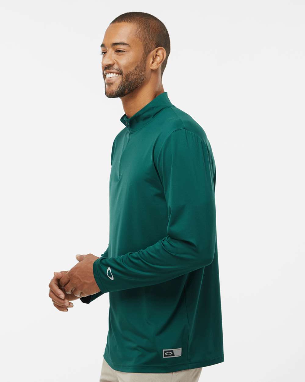 Men's Team Issue Podium Quarter-Zip Pullover - OnModelSide - B09287543 - Team Fir