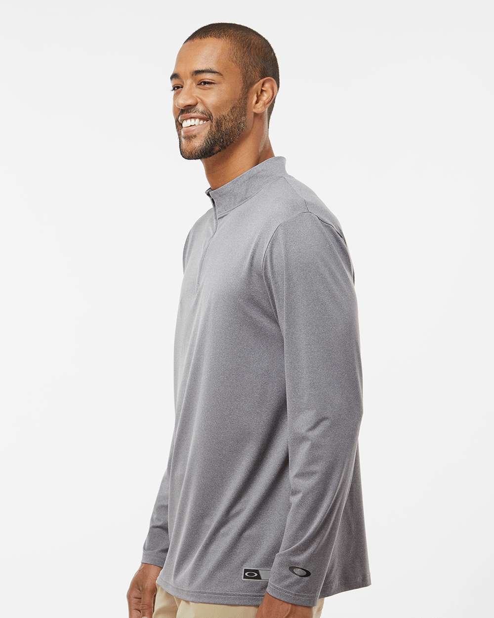 Men's Team Issue Podium Quarter-Zip Pullover - OnModelSide - B09287583 - New Granite Heather