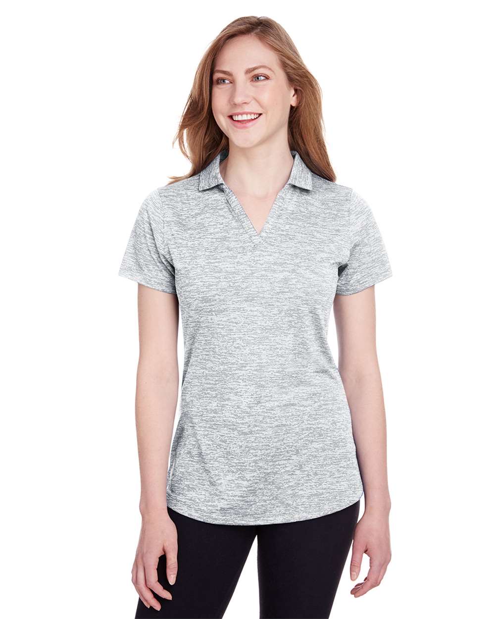 Women's Icon Heather Polo - OnModelFront - B17546002 - Bright White