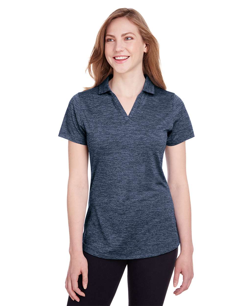 Women's Icon Heather Polo - OnModelFront - B17546592 - Peacoat