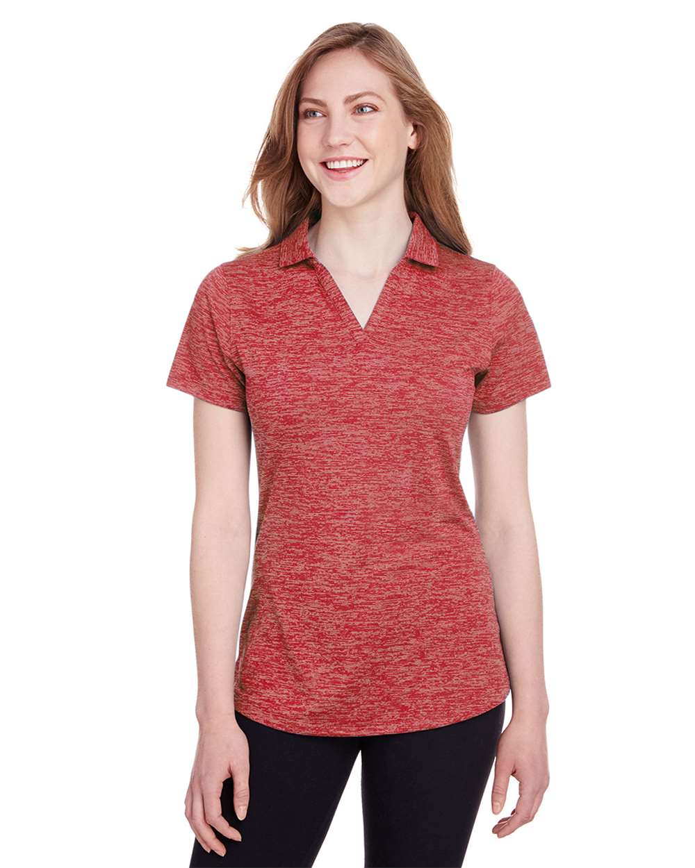 Women's Icon Heather Polo - OnModelFront - B17546702 - High Risk Red
