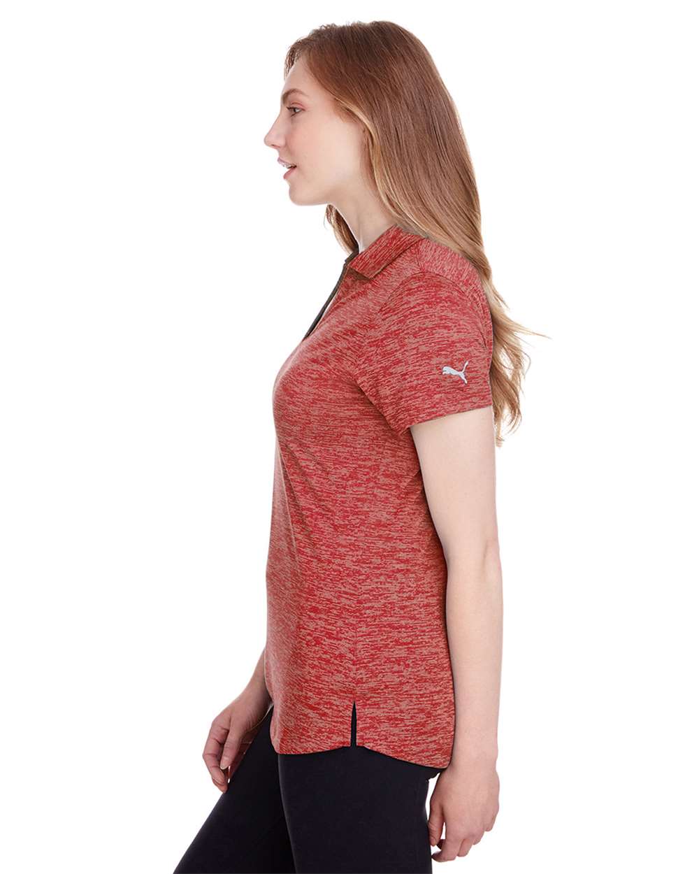 Women's Icon Heather Polo - OnModelSide - B17546702 - High Risk Red