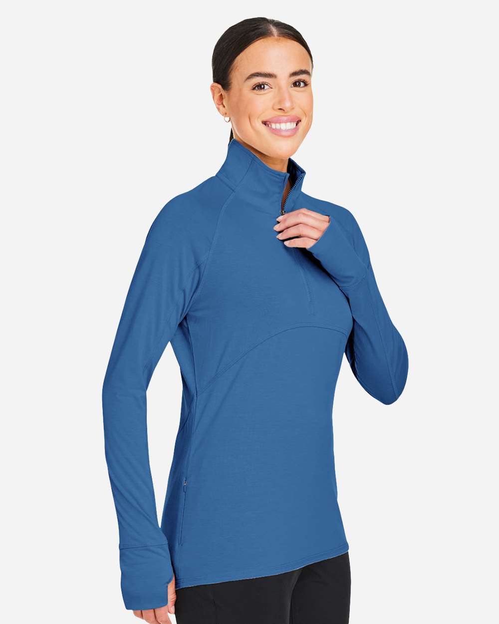 Women's Bandon Quarter-Zip Pullover - OnModelSide - B20946103 - Lake Blue
