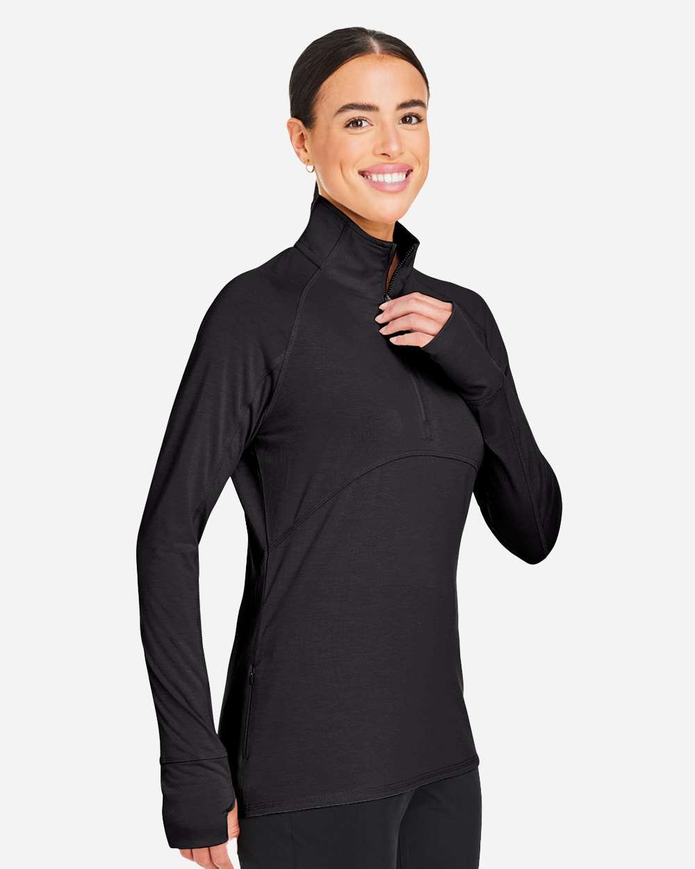 Women's Bandon Quarter-Zip Pullover - OnModelSide - B20946503 - Puma Black