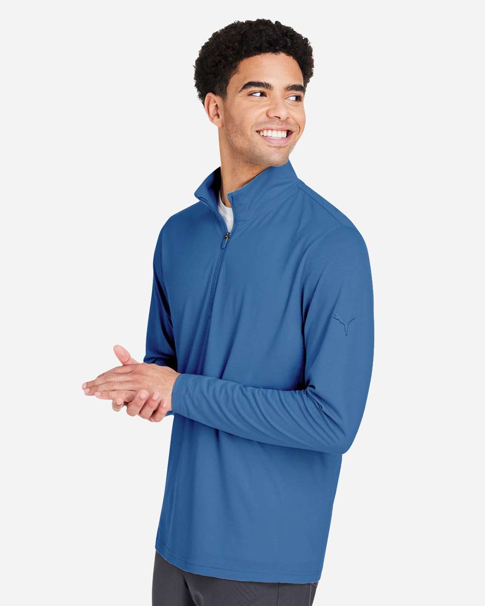 Men's Bandon Quarter-Zip Pullover - OnModelSide - B20846103 - Lake Blue