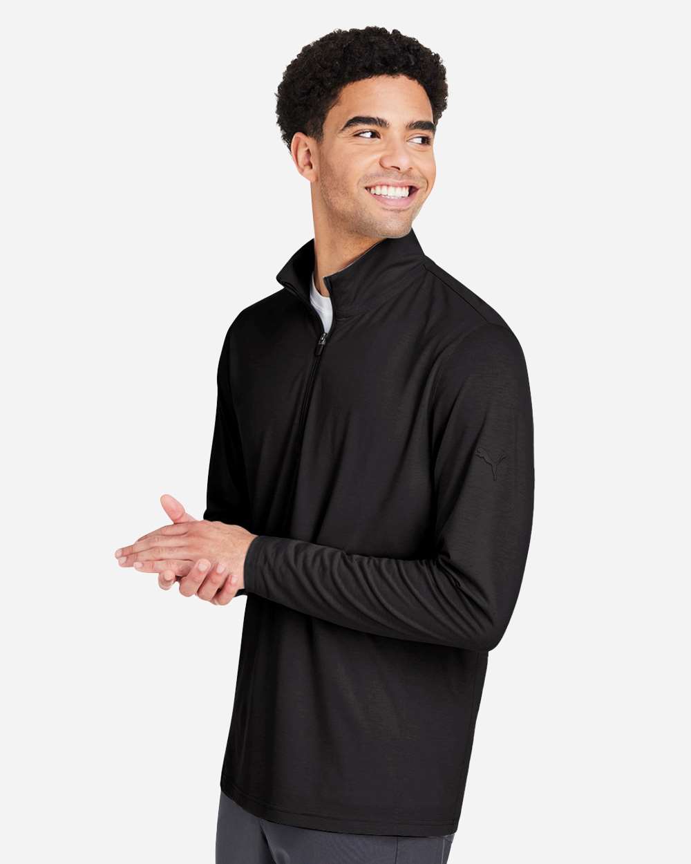 Men's Bandon Quarter-Zip Pullover - OnModelSide - B20846503 - Puma Black