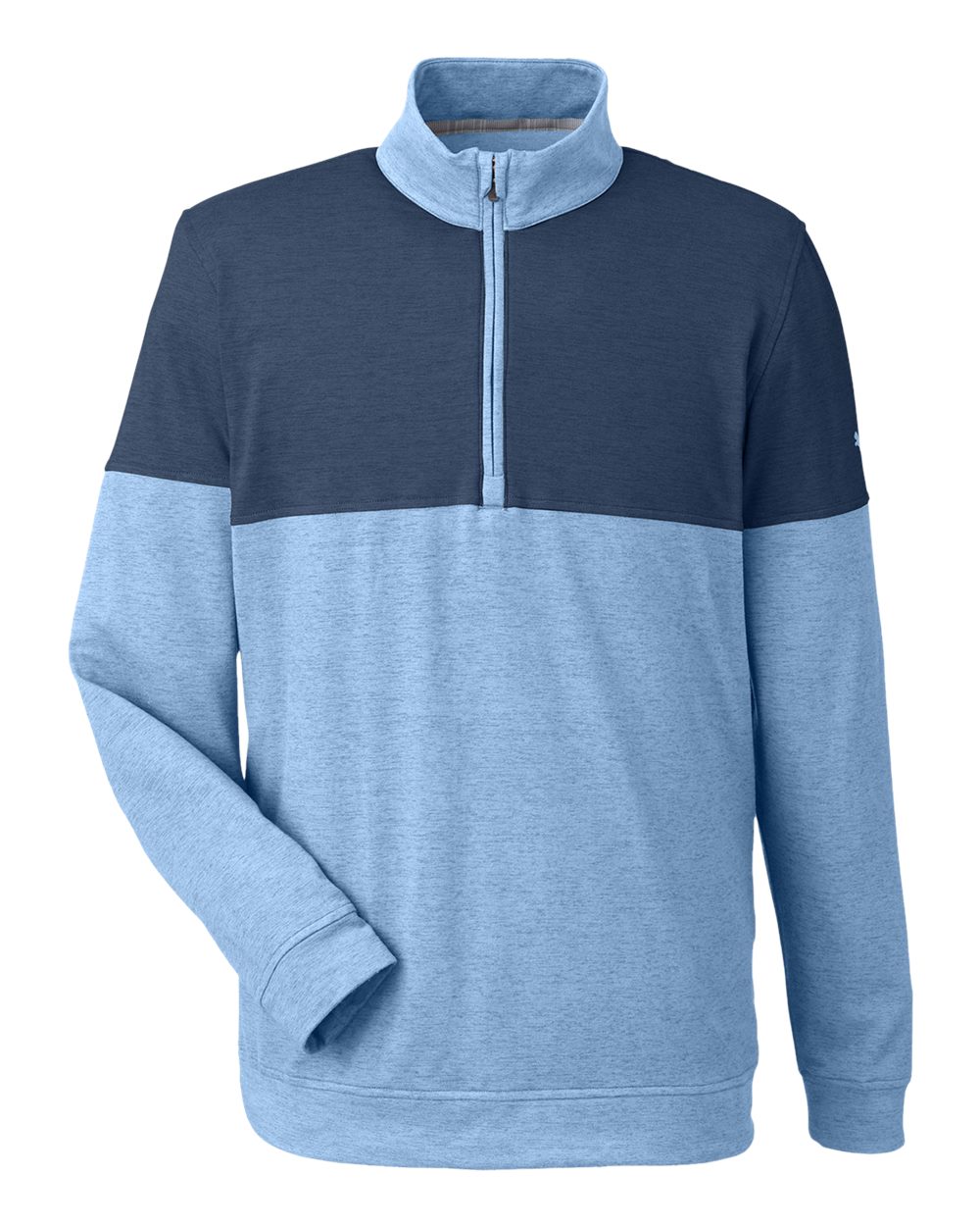Men's Cloudspun Warm Up Quarter-Zip Pullover - Front - B17146253 - Blue Bell/ Dark Denim