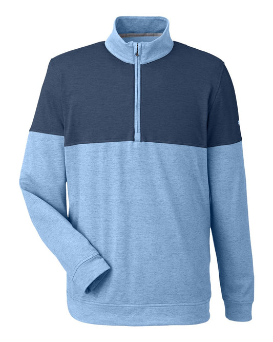 Men's Cloudspun Warm Up Quarter-Zip Pullover - Front - B17146253 - Blue Bell/ Dark Denim