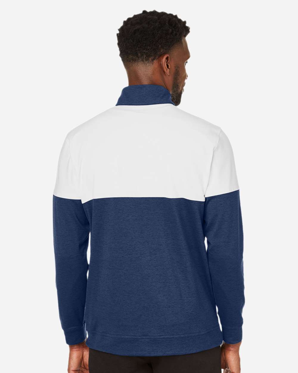 Men's Cloudspun Warm Up Quarter-Zip Pullover - OnModelBack - B17146593 - Peacoat/ Bright White