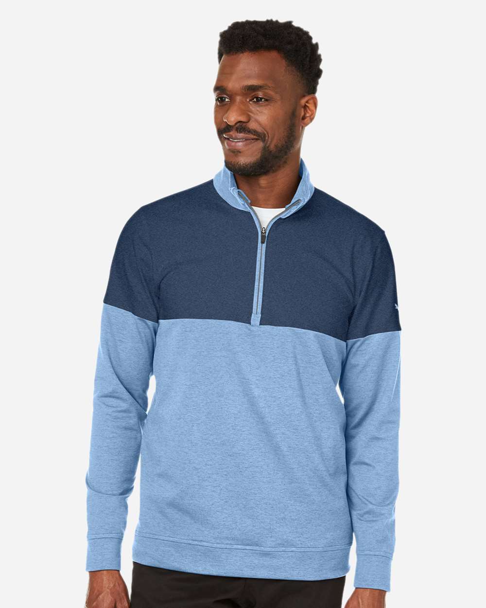 Men's Cloudspun Warm Up Quarter-Zip Pullover - OnModelFront - B17146253 - Blue Bell/ Dark Denim