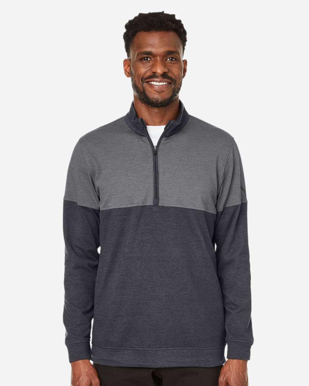 Men's Cloudspun Warm Up Quarter-Zip Pullover - OnModelFront - B17146503 - Puma Black/ Quiet Shade