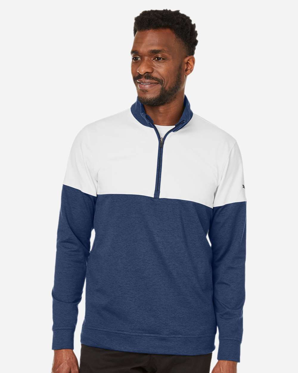 Men's Cloudspun Warm Up Quarter-Zip Pullover - OnModelFront - B17146593 - Peacoat/ Bright White