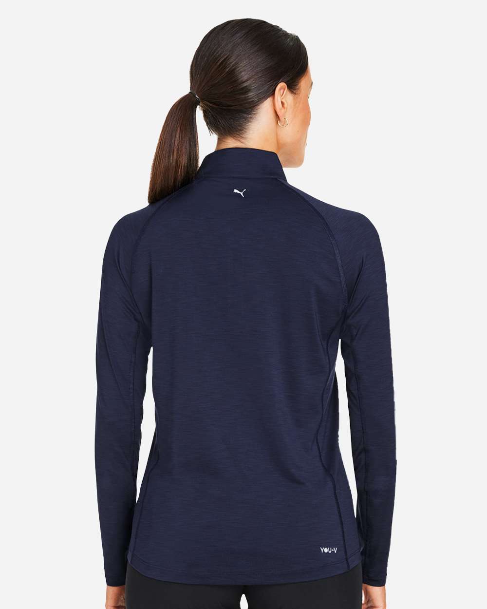 Women's You-V Quarter-Zip Pullover - OnModelBack - B19246653 - Deep Navy