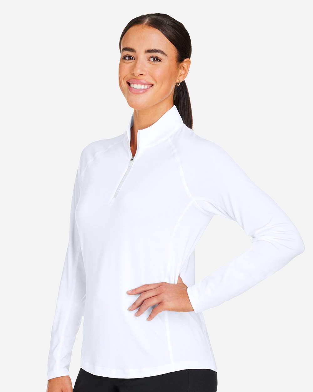 Women's You-V Quarter-Zip Pullover - OnModelSide - B19246003 - White Glow