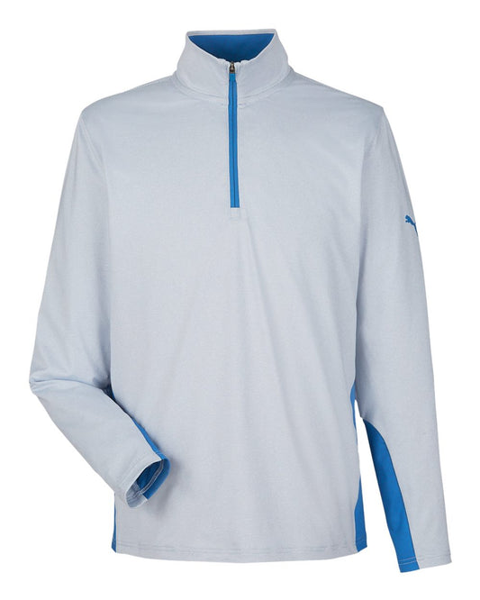 Men's Mesa Stripe Quarter-Zip Pullover - Front - B21046653 - Lake Blue/ Bright White
