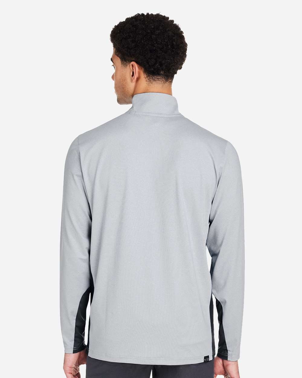 Men's Mesa Stripe Quarter-Zip Pullover - OnModelBack - B21046503 - Puma Black/ Bright White