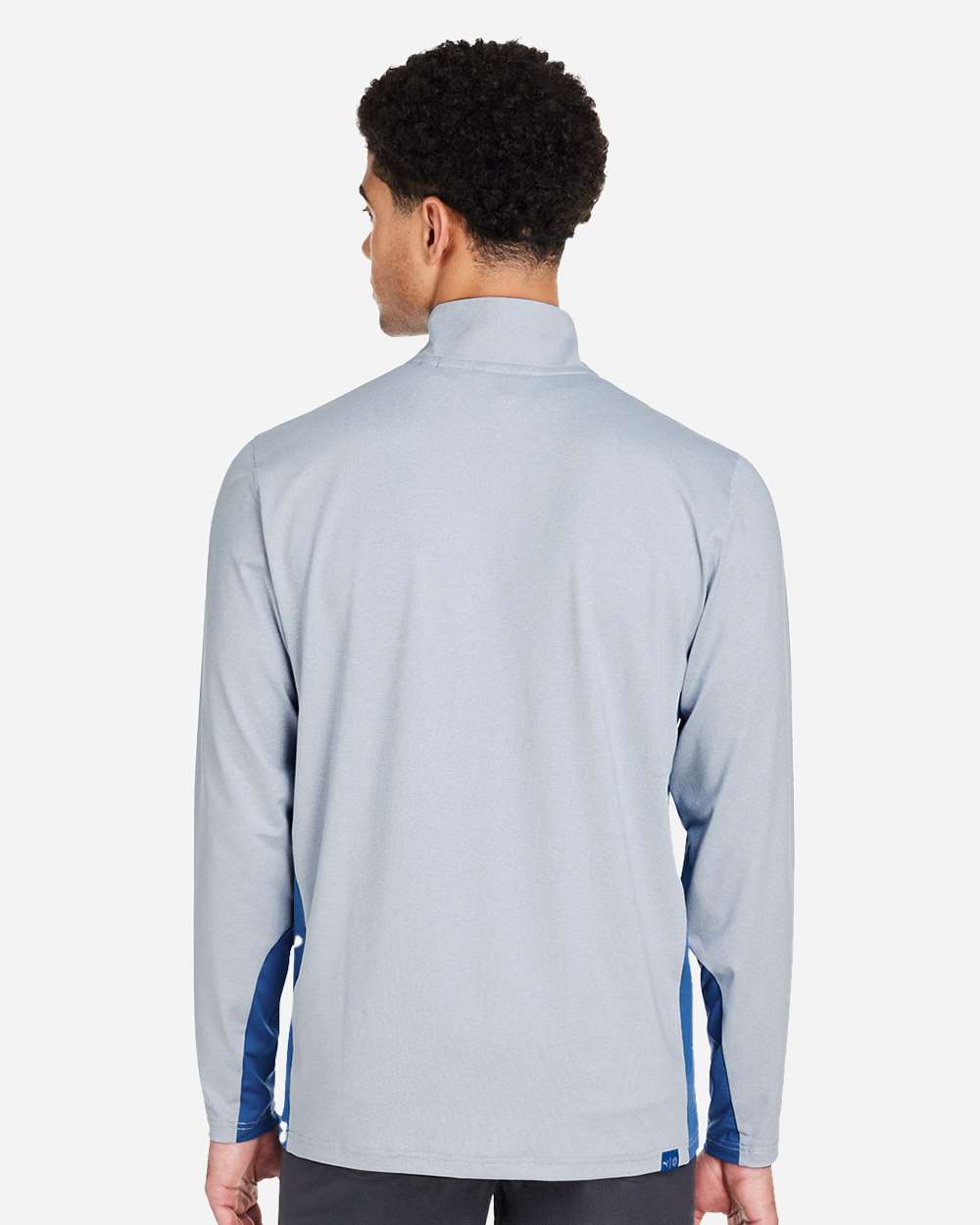 Men's Mesa Stripe Quarter-Zip Pullover - OnModelBack - B21046653 - Lake Blue/ Bright White
