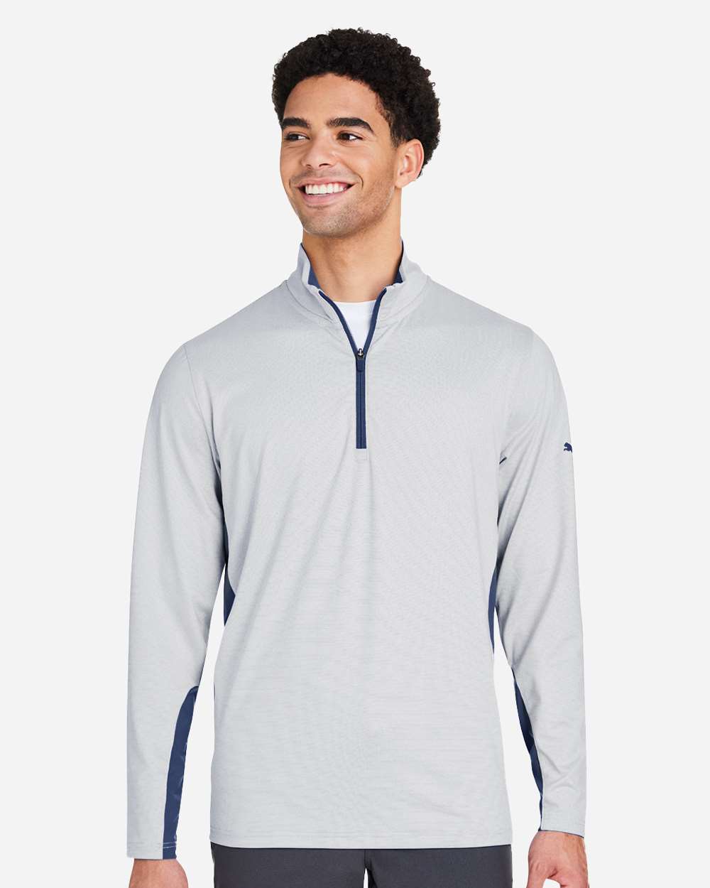 Men's Mesa Stripe Quarter-Zip Pullover - OnModelFront - B21046103 - Navy Blazer/ Bright White