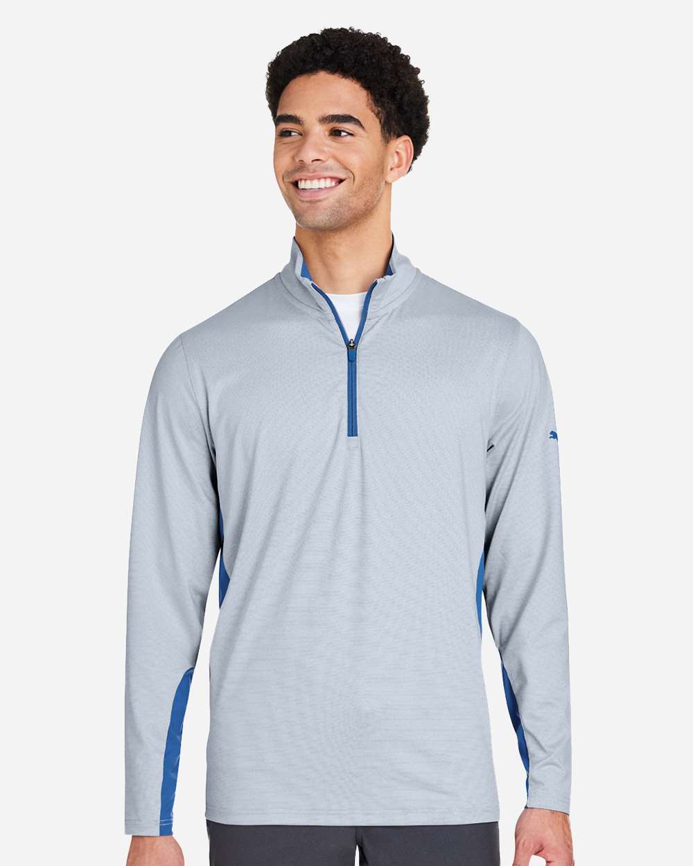 Men's Mesa Stripe Quarter-Zip Pullover - OnModelFront - B21046653 - Lake Blue/ Bright White
