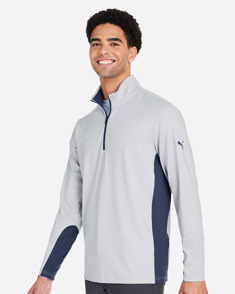 Men's Mesa Stripe Quarter-Zip Pullover - OnModelSide - B21046103 - Navy Blazer/ Bright White