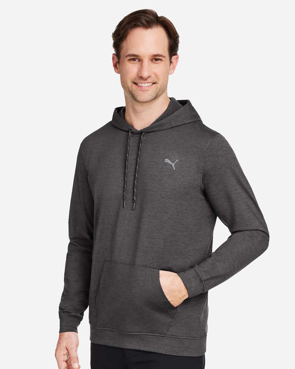 Men's Cloudspun Progress Hooded Sweatshirt - OnModelSide - B15846503 - Puma Black Heather