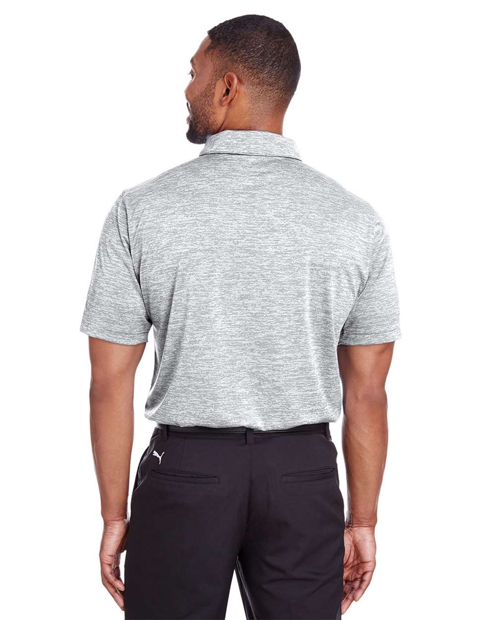 Men's Icon Heather Polo - OnModelBack - B17446003 - Bright White
