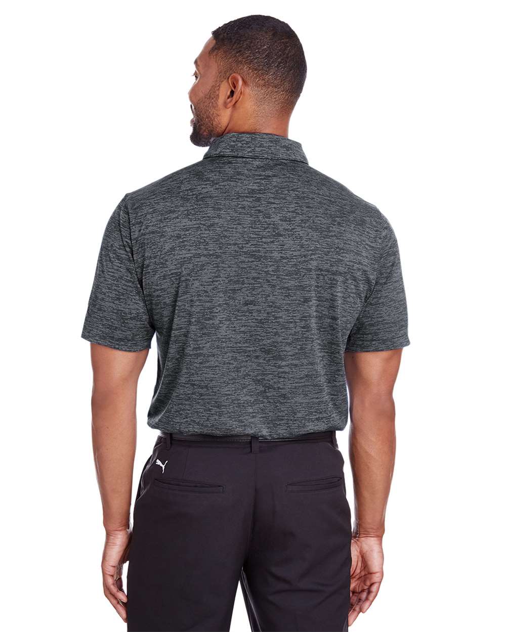 Men's Icon Heather Polo - OnModelBack - B17446503 - Puma Black