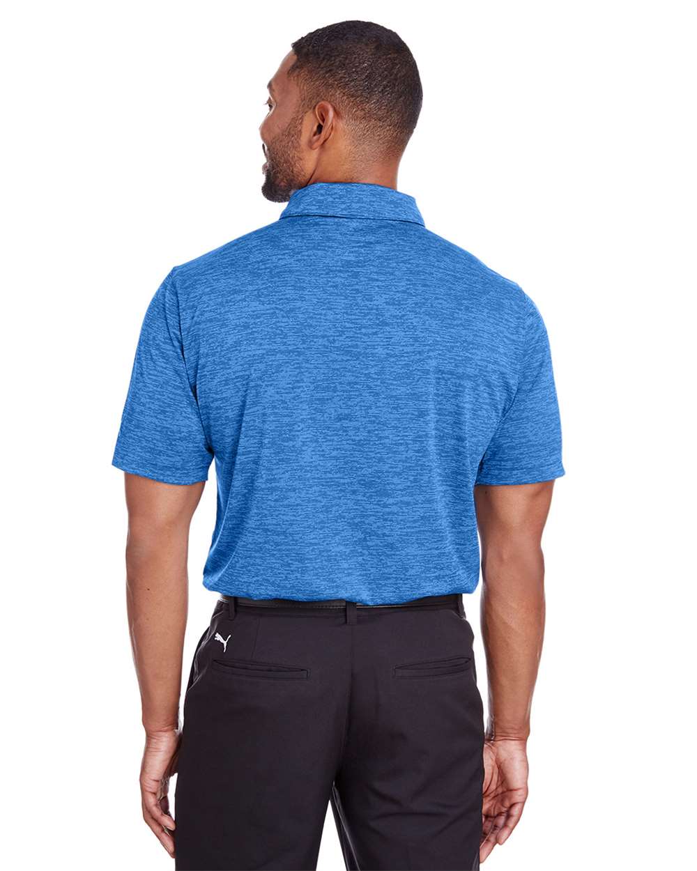Men's Icon Heather Polo - OnModelBack - B17446753 - Lapis Blue