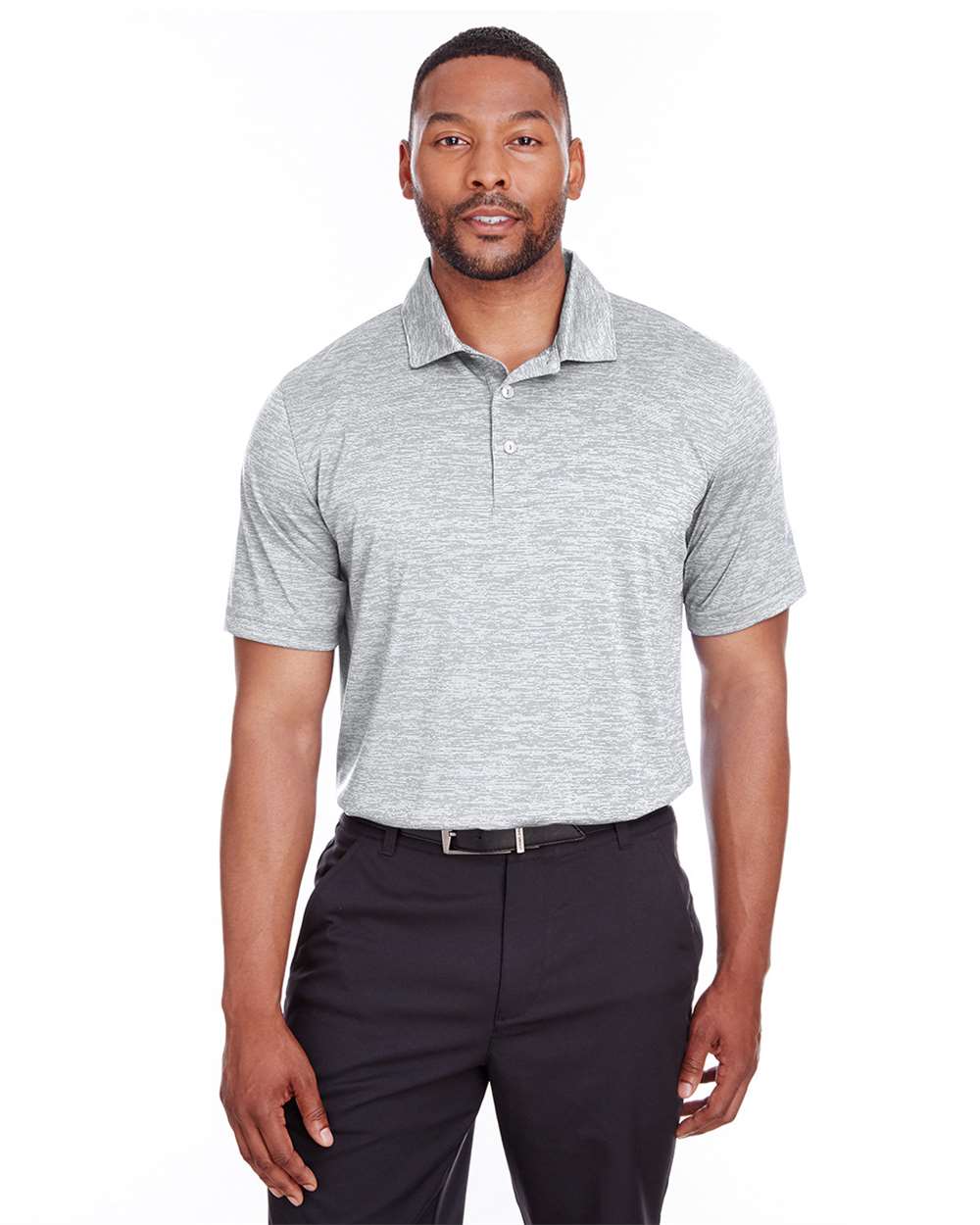 Men's Icon Heather Polo - OnModelFront - B17446003 - Bright White