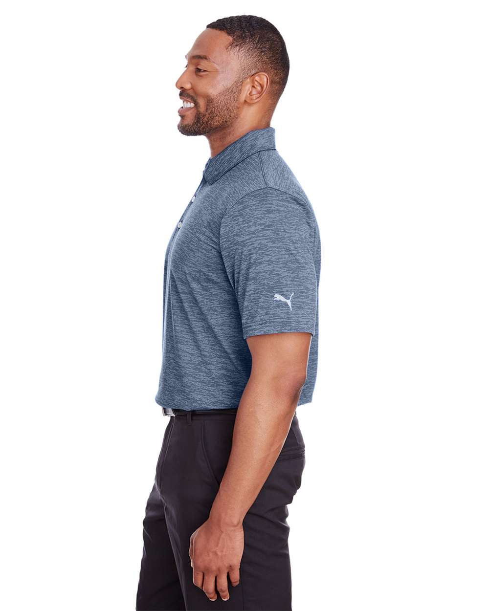 Men's Icon Heather Polo - OnModelSide - B17446593 - Peacoat