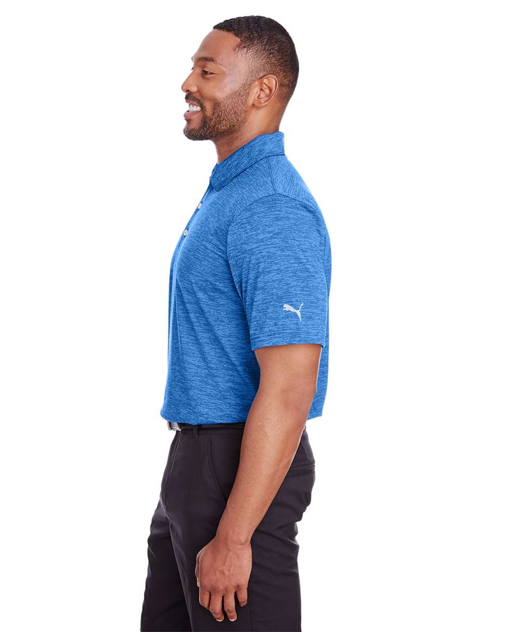 Men's Icon Heather Polo - OnModelSide - B17446753 - Lapis Blue