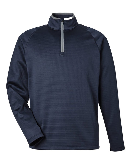 Men's Waffle Fleece Quarter-Zip Pullover - Front - B19646653 - Deep Navy
