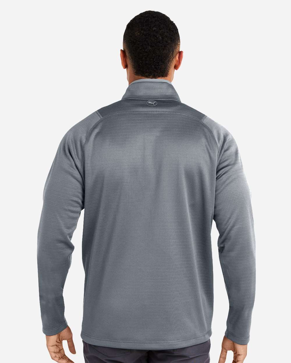 Men's Waffle Fleece Quarter-Zip Pullover - OnModelBack - B19646253 - Slate Sky