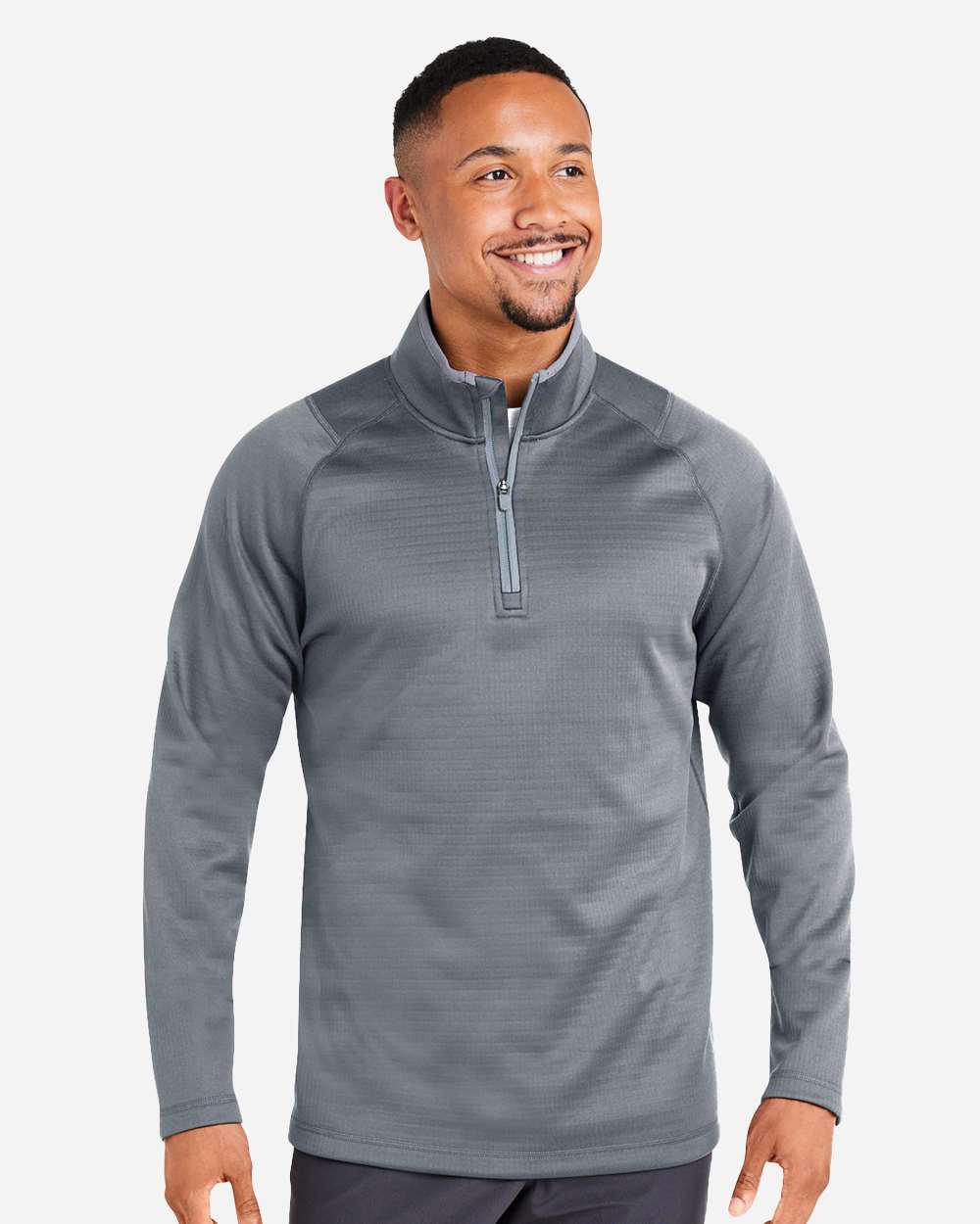 Men's Waffle Fleece Quarter-Zip Pullover - OnModelFront - B19646253 - Slate Sky