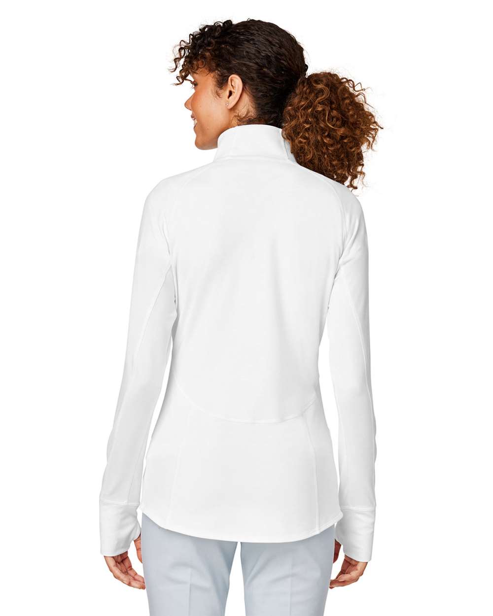 Women's Gamer Golf Quarter-Zip Pullover - OnModelBack - B15746003 - Bright White