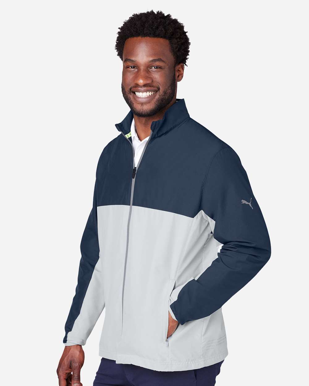 Men's 1st Mile Wind Jacket - OnModelSide - B18546653 - Navy Blazer/ High Rise
