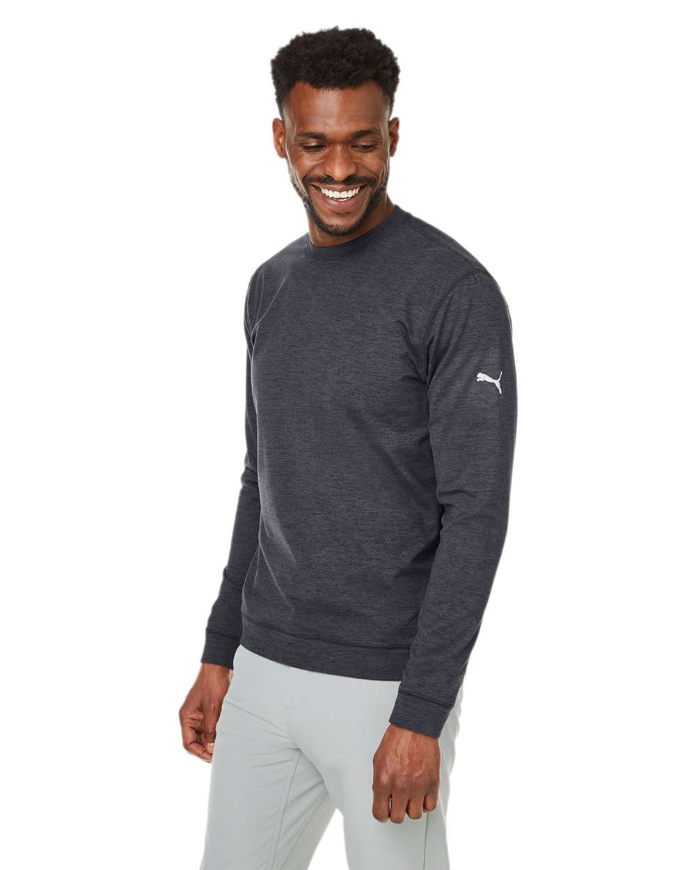 Men's Cloudspun Crewneck Sweatshirt - OnModelSide - B15246503 - Puma Black Heather