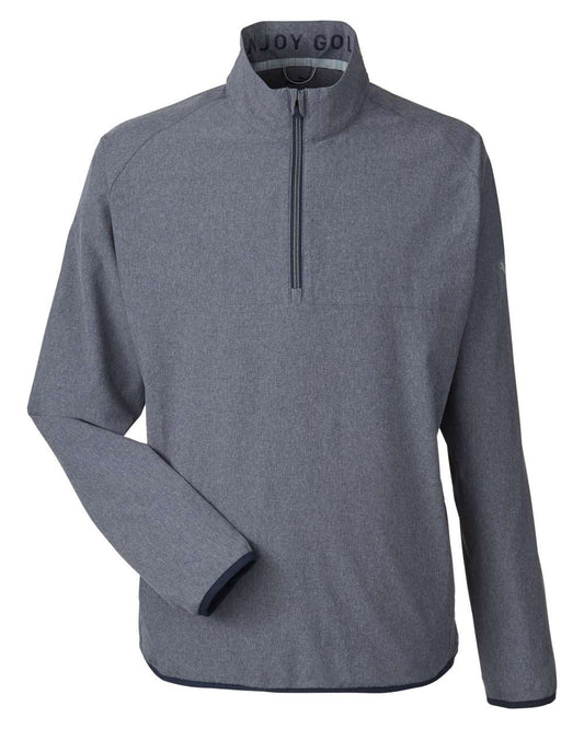 Men's Coastal Woven Quarter-Zip Pullover - Front - B16946653 - Navy Blazer Heather