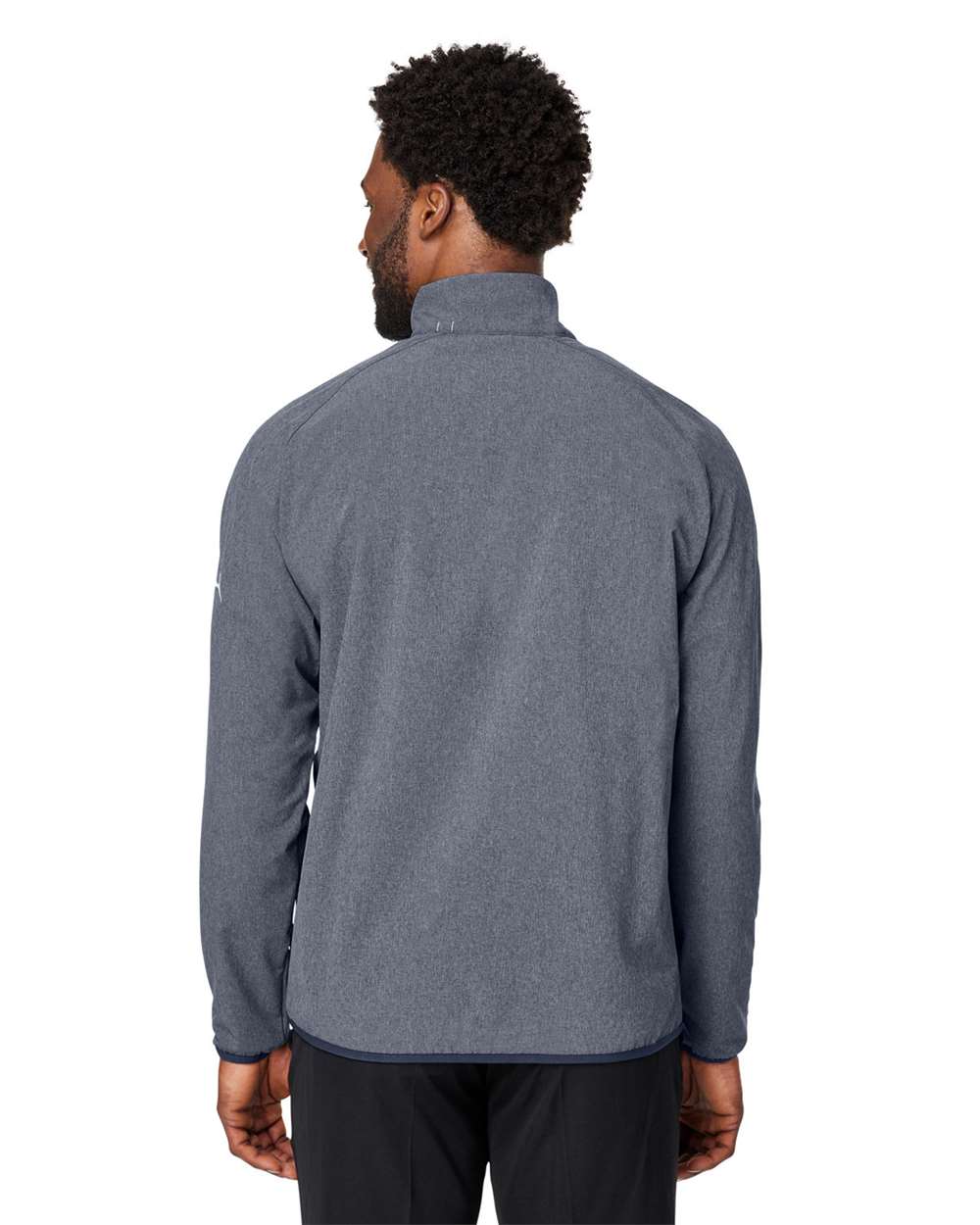 Men's Coastal Woven Quarter-Zip Pullover - OnModelBack - B16946653 - Navy Blazer Heather