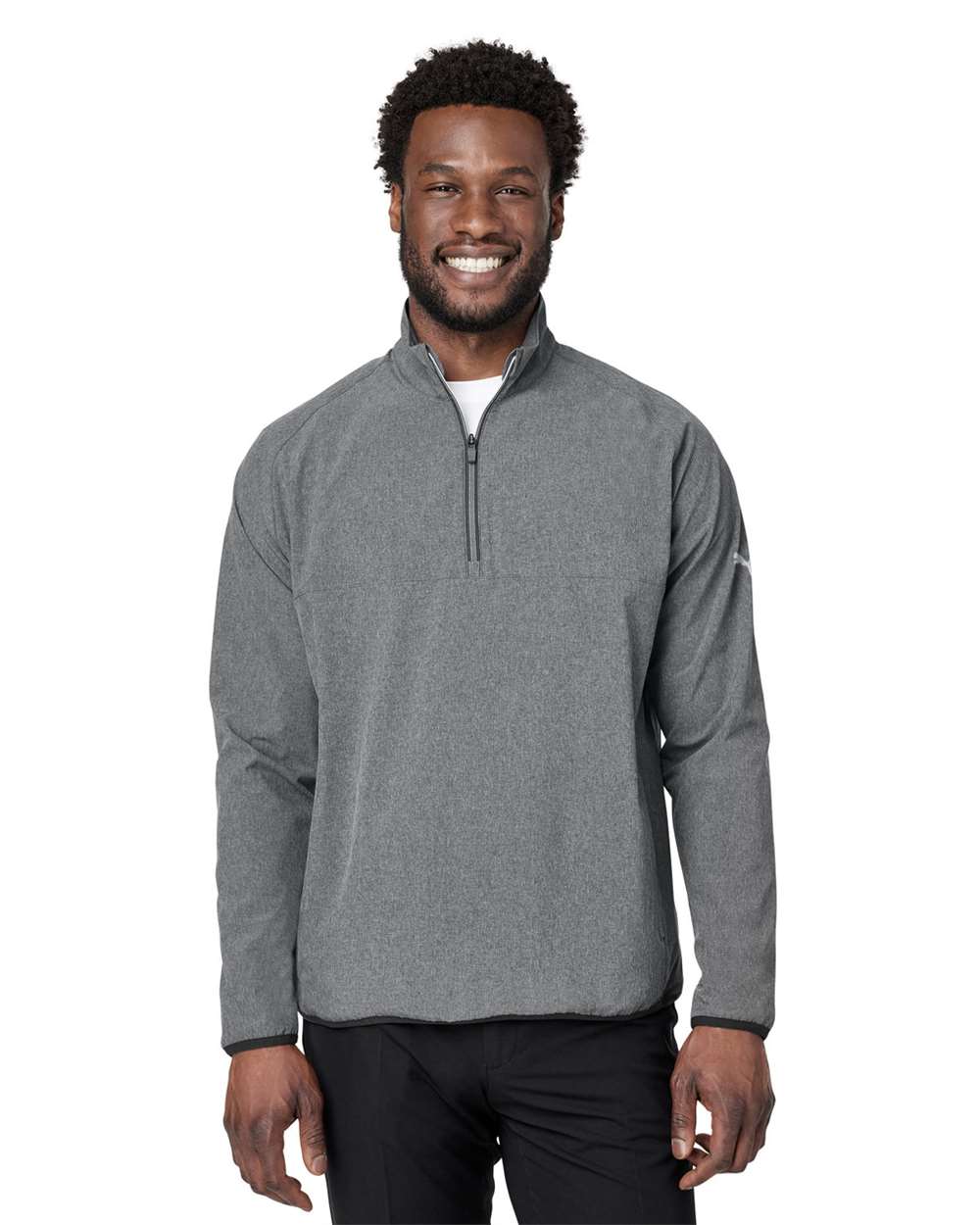 Men's Coastal Woven Quarter-Zip Pullover - OnModelFront - B16946503 - Puma Black Heather