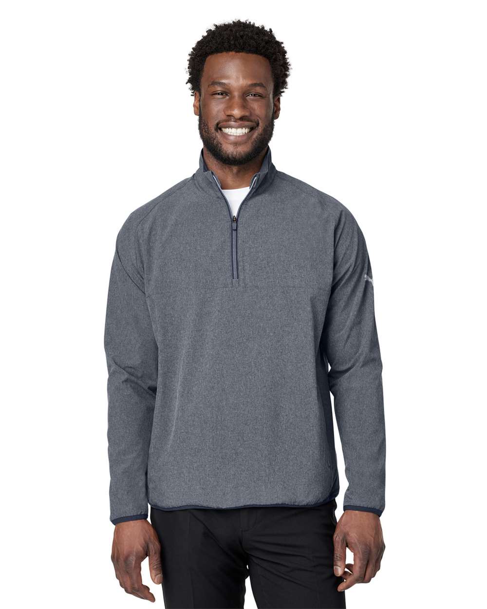 Men's Coastal Woven Quarter-Zip Pullover - OnModelFront - B16946653 - Navy Blazer Heather