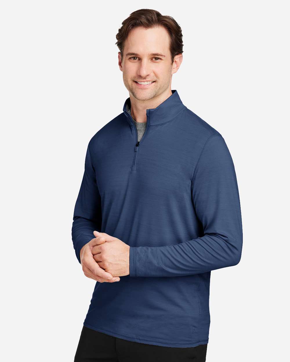 Men's Cloudspun Quarter-Zip Pullover - OnModelSide - B15446103 - Navy Blazer Heather