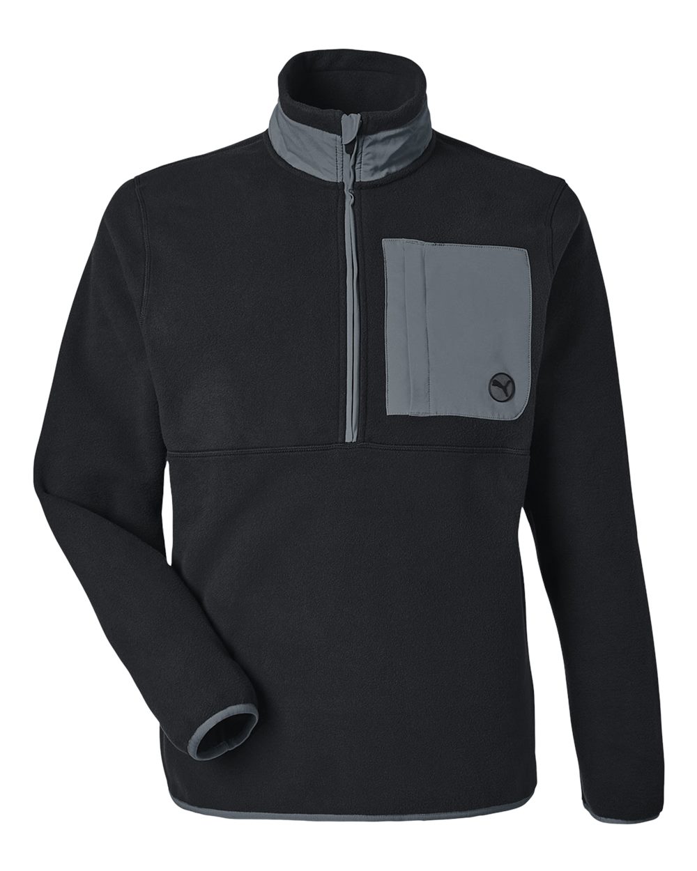 Men's Fleece Quarter-Zip Pullover - Front - B19546503 - Puma Black/ Slate Sky