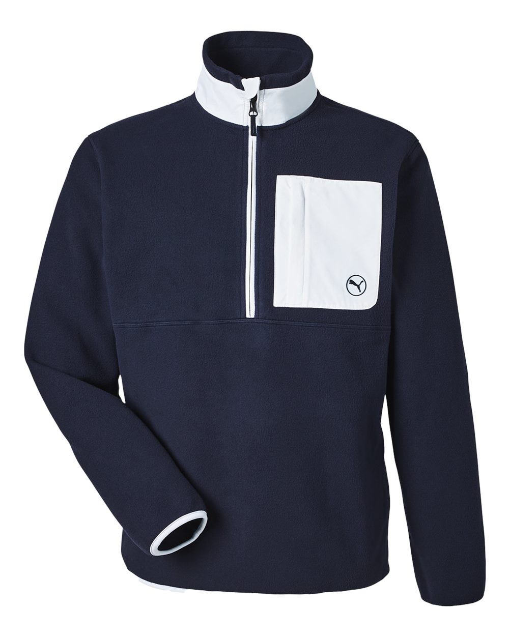 Men's Fleece Quarter-Zip Pullover - Front - B19546653 - Deep Navy/ White Glow