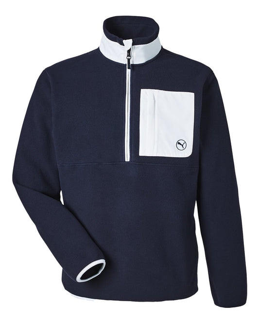 Men's Fleece Quarter-Zip Pullover - Front - B19546653 - Deep Navy/ White Glow