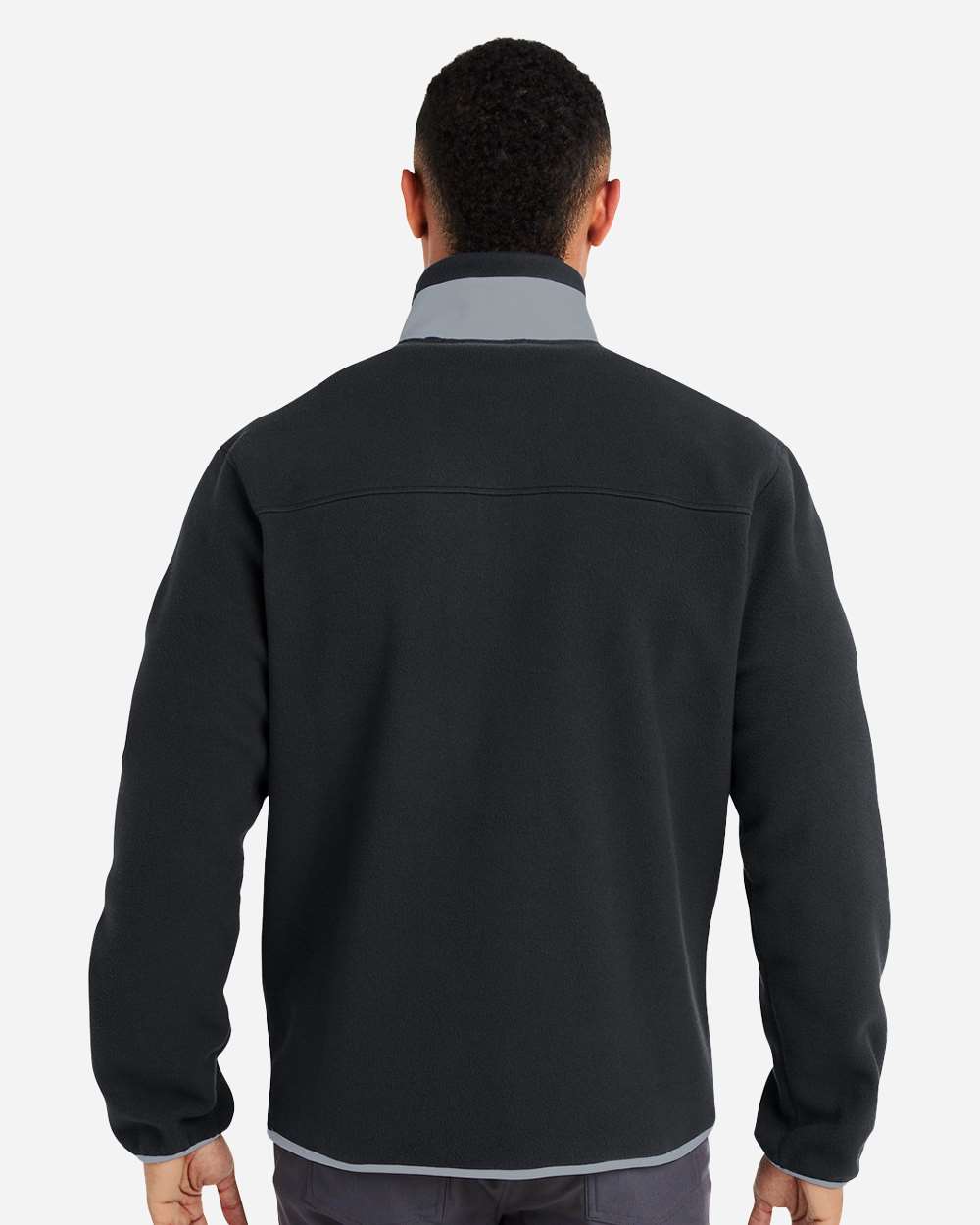 Men's Fleece Quarter-Zip Pullover - OnModelBack - B19546503 - Puma Black/ Slate Sky