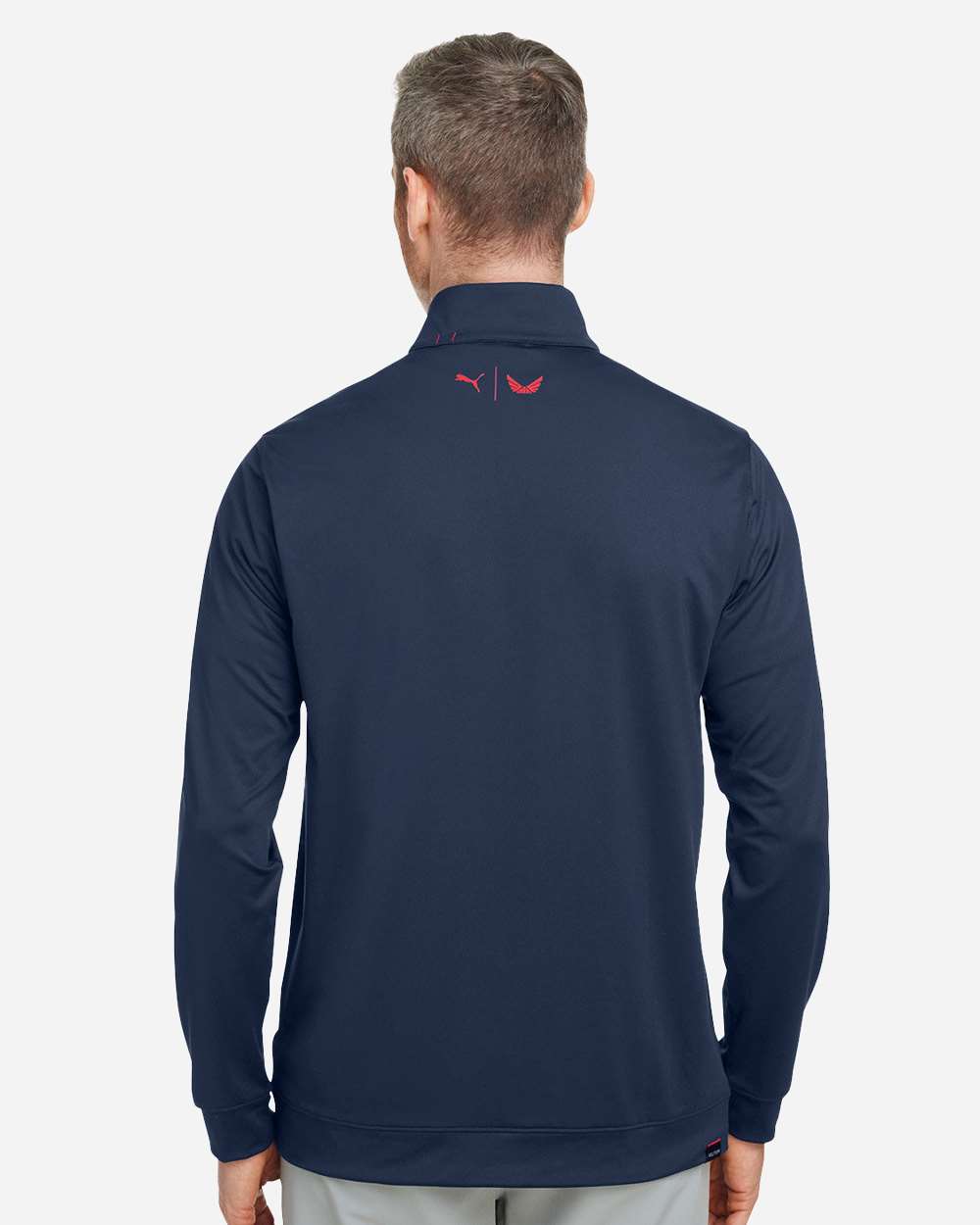 Men's Volition Camo Cover Quarter-Zip Pullover - OnModelBack - B16446653 - Navy Blazer/ Ski Patrol